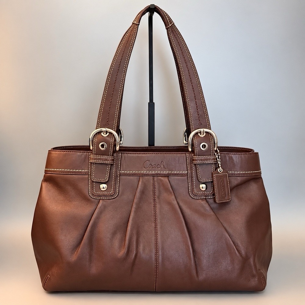 Vintage Coach Soho F13733 Chocolate Brown Pleated Leather Satchel Shoulder Bag